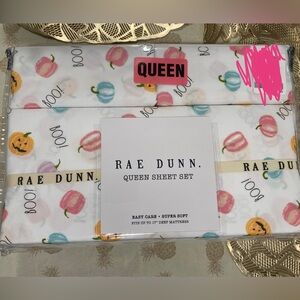 Colorful boo! Pumpkin 🎃 RAE DUNN size Sheet Set new discontinued QUEEN
